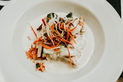 High angle view of meal served in plate