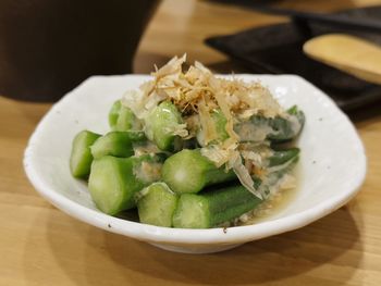 Close-up of food in plate on table