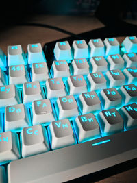 High angle view of computer keyboard