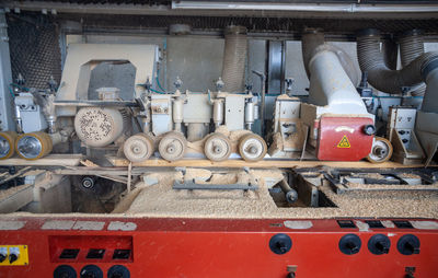 Close-up of train in museum