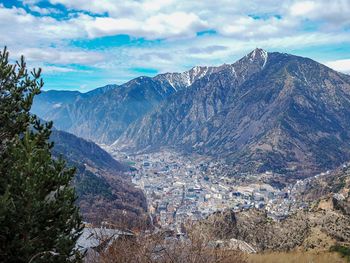 Scenic view of mountains against sky