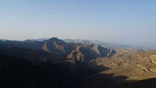 Scenic view of mountains against clear sky