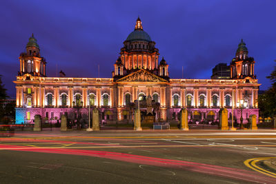 Facade of building at night