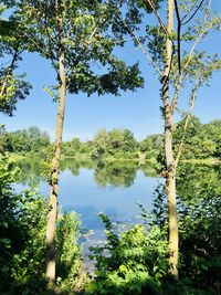 Scenic view of lake against sky