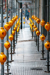 High angle view of red lanterns