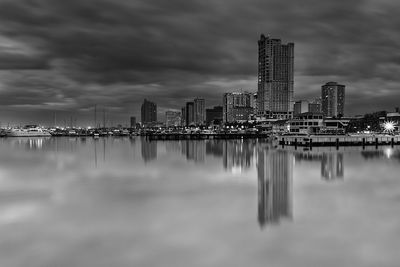Reflection of cloudy sky in water