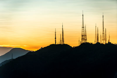 Scenic view of mountains against sky during sunset