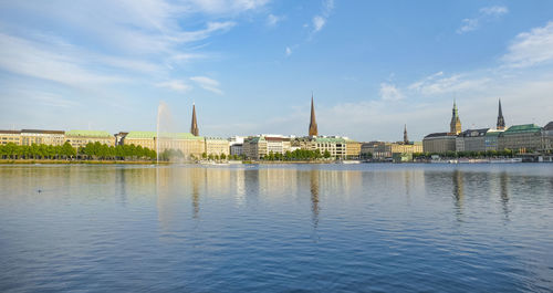 Scenery around the inner alster lake, a part of hamburg in northern germany