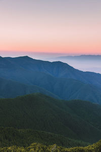 Mountain layers and sunset 