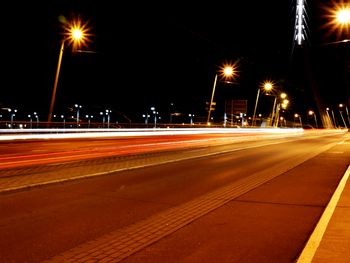 Light trails on street at night