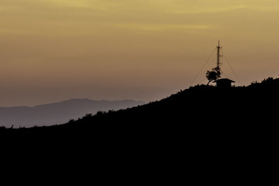 Silhouette mountain against sky during sunset