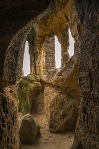 Low angle view of rock formations