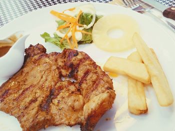 Close-up of food served on plate