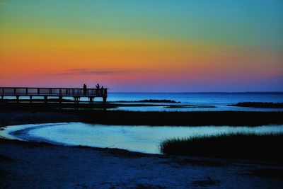 Scenic view of sea against clear sky during sunset