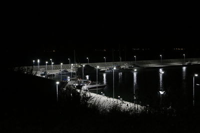 Illuminated street lights at night