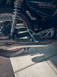 High angle view of bicycle on street in city