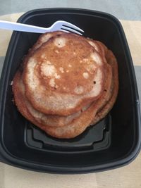 High angle view of bread in plate