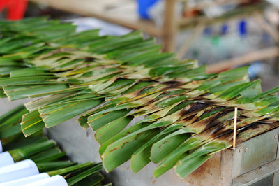 Close-up of leaves for sale at market stall