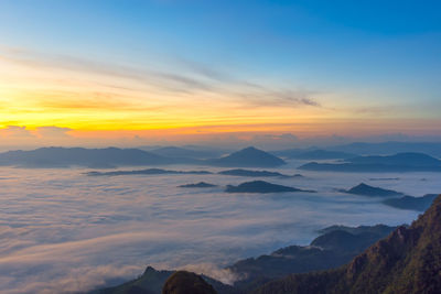 Scenic view of cloudscape against sky during sunset