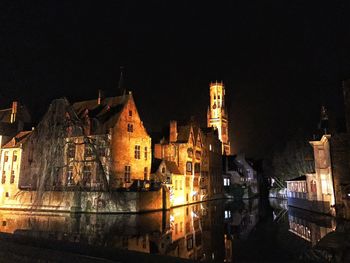 Illuminated buildings at night