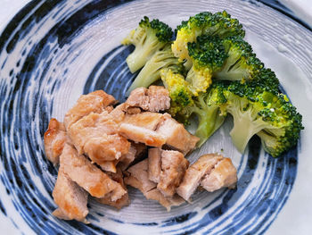 High angle view of food in plate