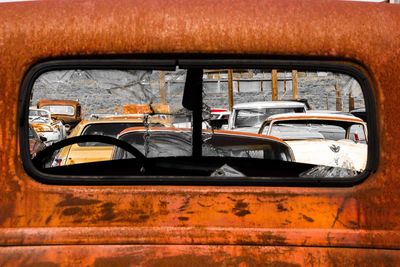 Old abandoned cars in garage