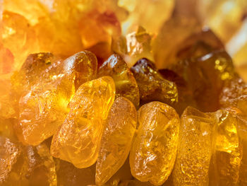 Extreme closeup of amber necklace stones