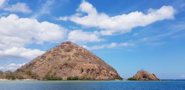 Scenic view of sea and rocks against sky