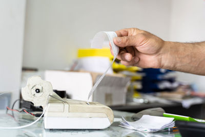 Man working on table