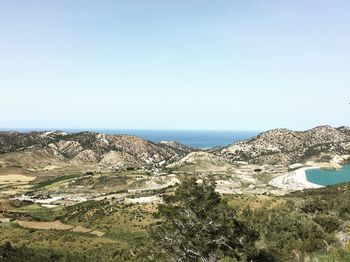 Scenic view of landscape against clear sky