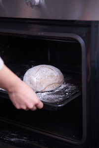 Bread dough in the kitchen, ready to put in the oven.