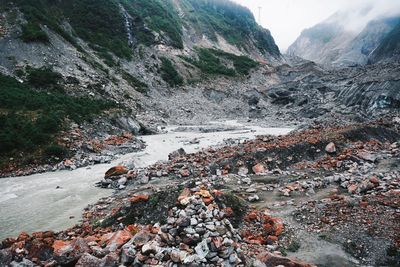 Scenic view of stream flowing through rocks