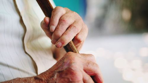Close-up of woman holding hands