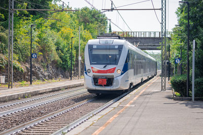 Train on railroad station