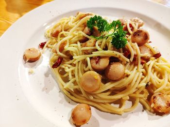 High angle view of meal served in plate
