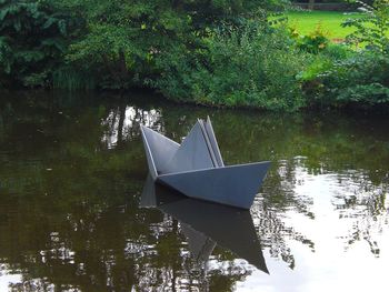 High angle view of boat in water