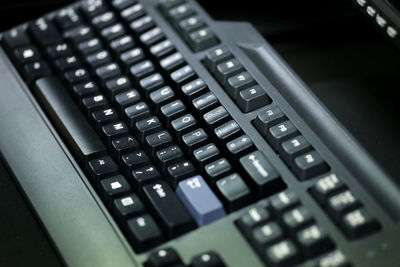 High angle view of computer keyboard on table