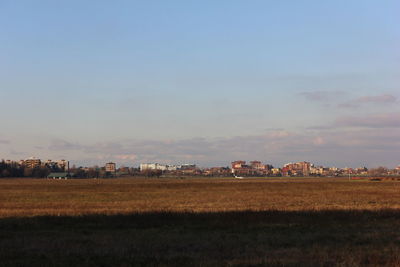 Houses on field