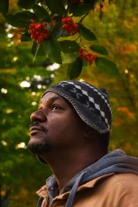 Portrait of young man looking away