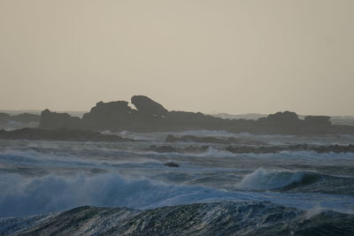 Scenic view of sea against clear sky