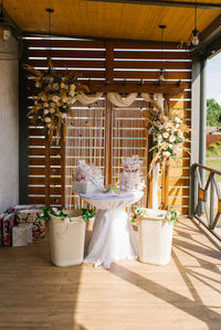 Table for giving at a wedding decorated in rustic style