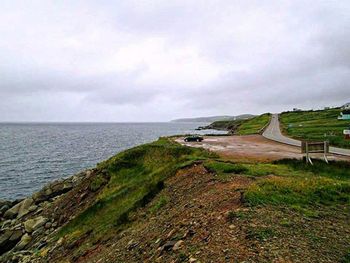 Scenic view of sea against cloudy sky