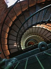 High angle view of spiral stairs