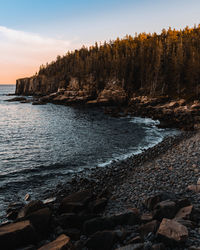 Sunset on the shores of acadia national park