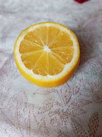 High angle view of lemon on table