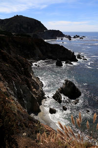 Scenic view of beach and sea against sky
