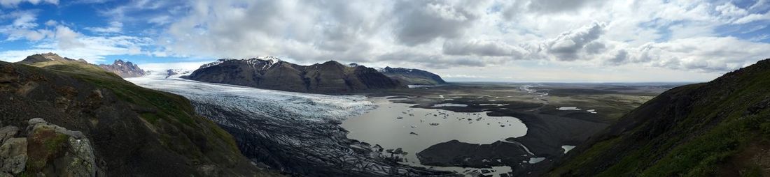 Panoramic view of mountains against sky