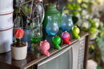 Toys for sale in market stall