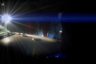 Blurred motion of road at night