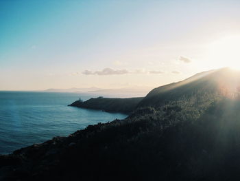 Scenic view of sea at sunset